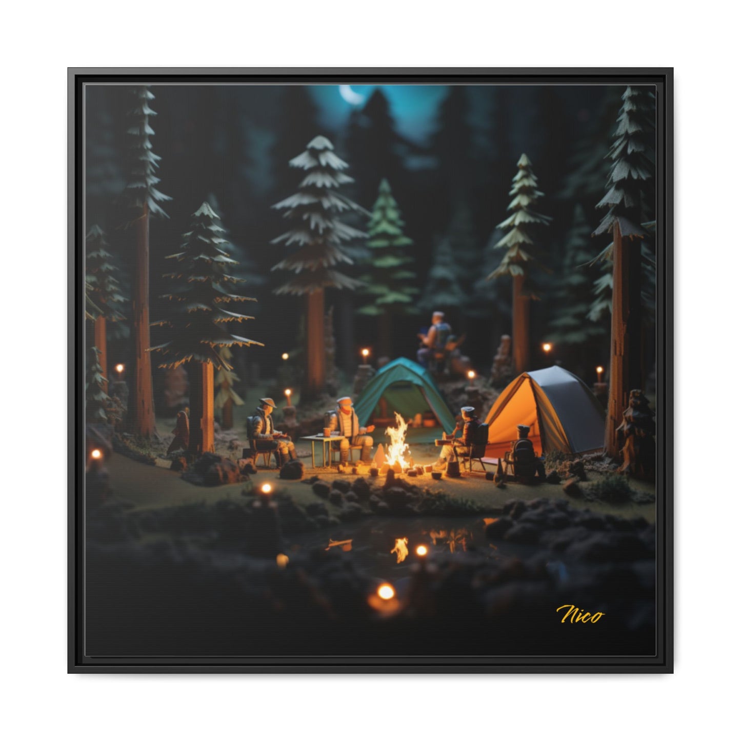 Under The Starry Skies Series Print #3 - Black Framed Canvas Print