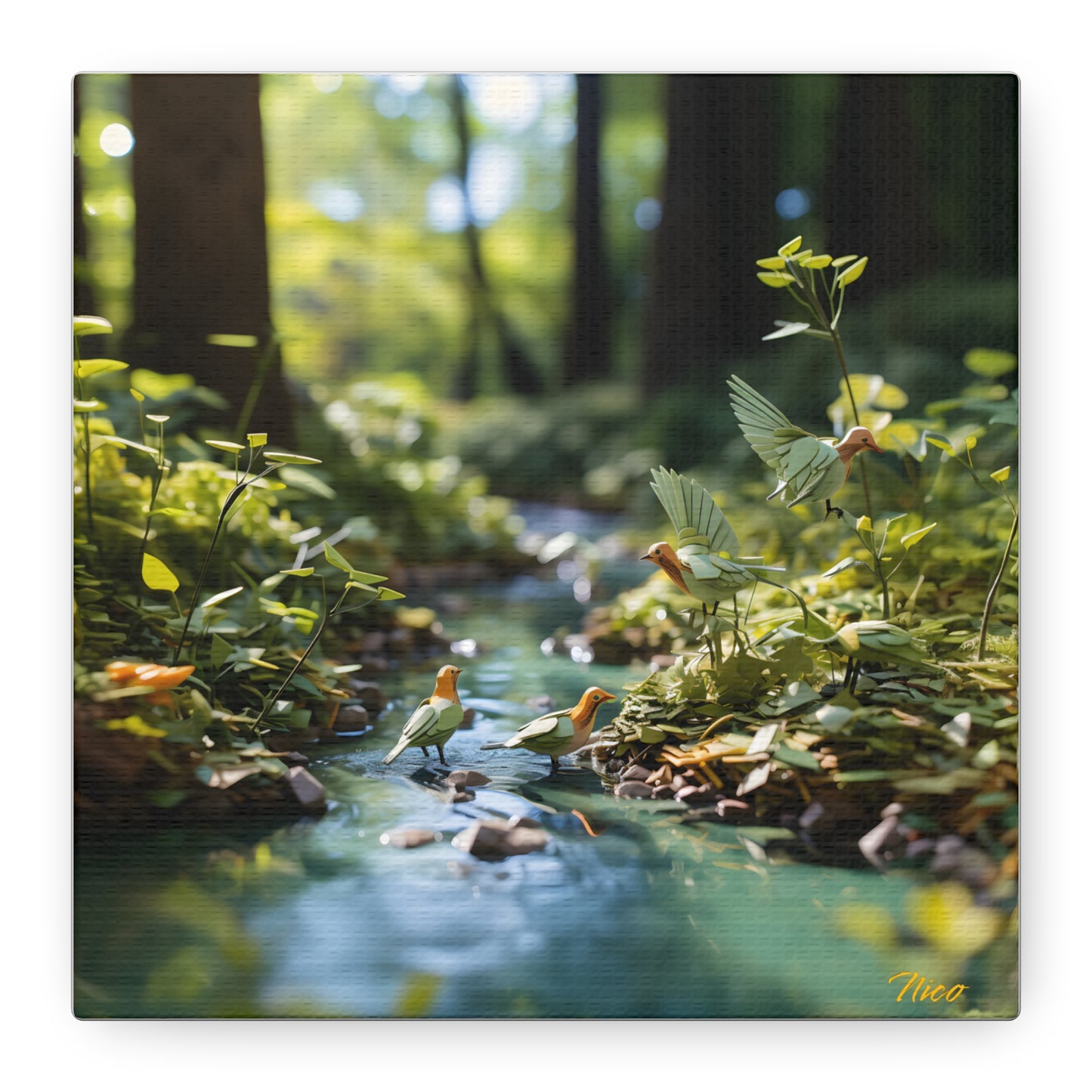 Relaxing By The Brook Series Print #8 - Streched Matte Canvas Print, 1.25" Thick