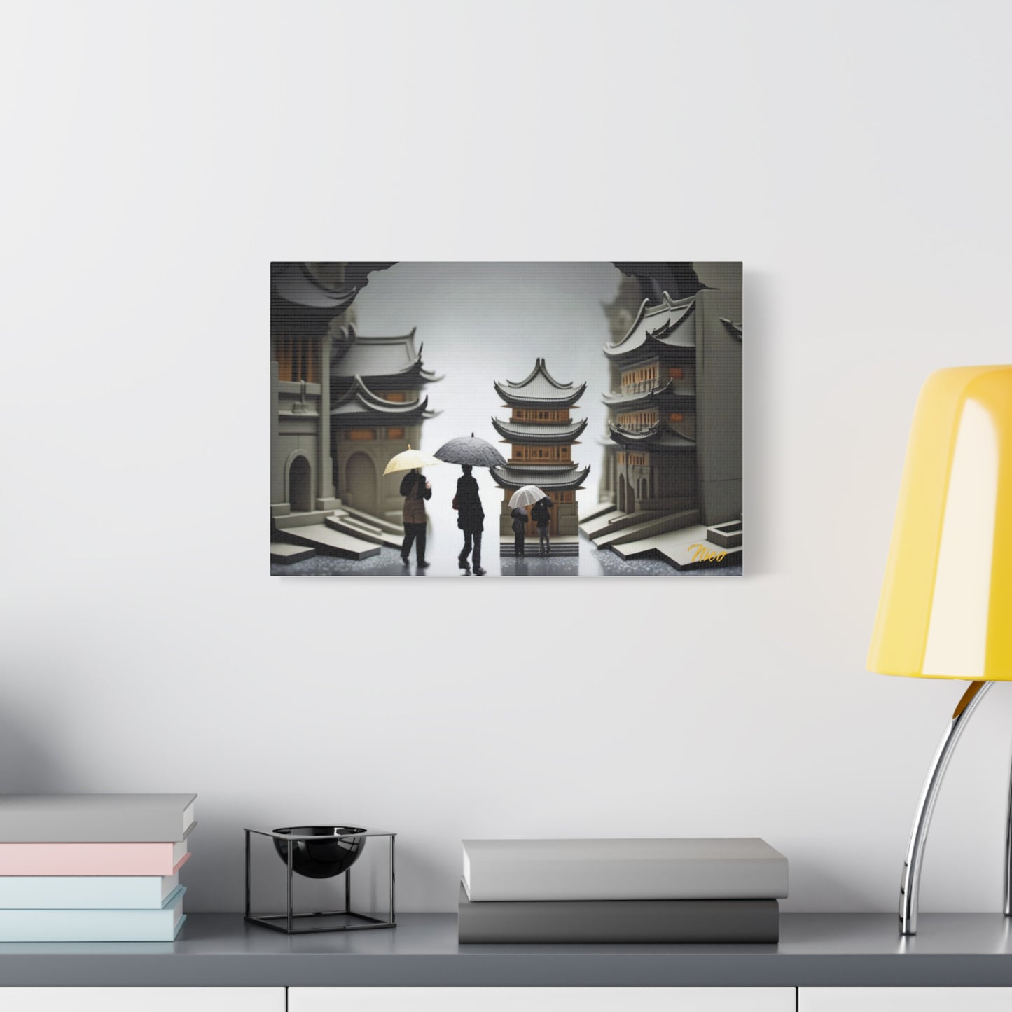 Oriental Rain Series Print #5 - Streched Matte Extended Canvas Print, 1.25" Thick