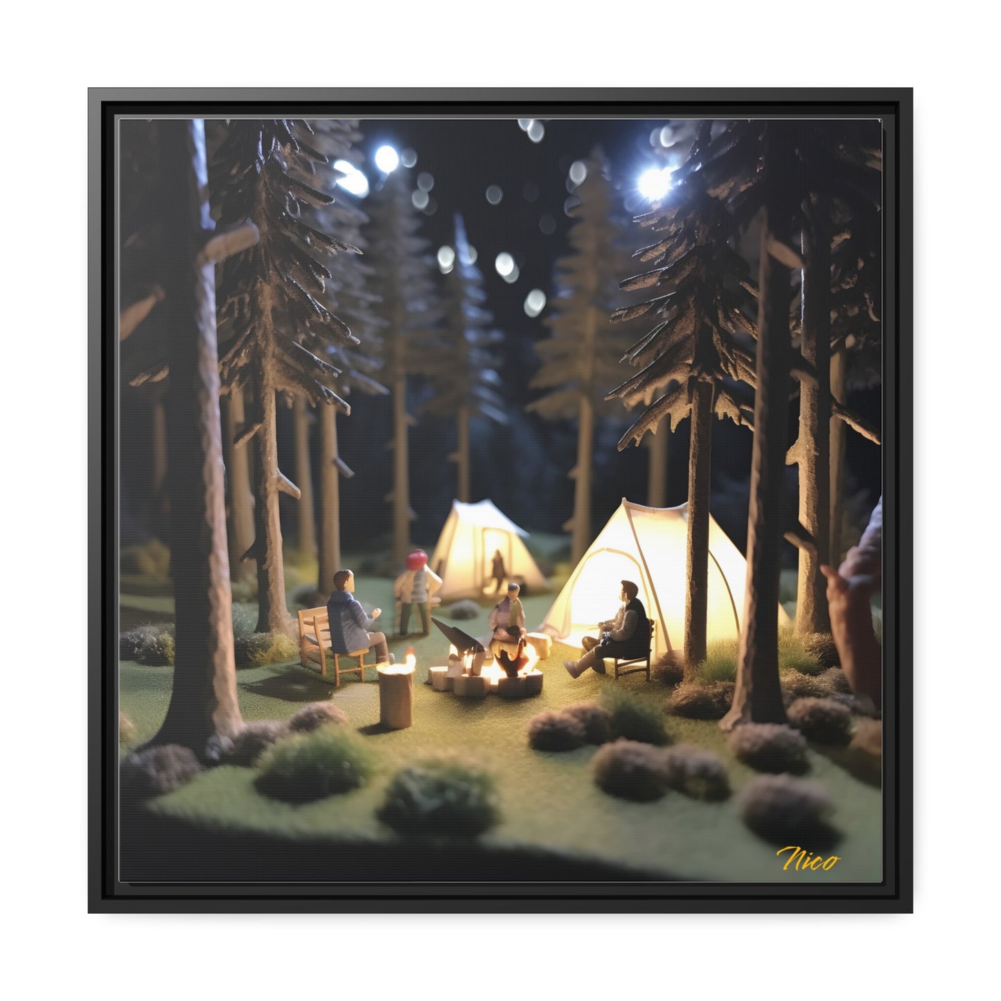 Campfire Series Print #7 - Black Framed Canvas Print