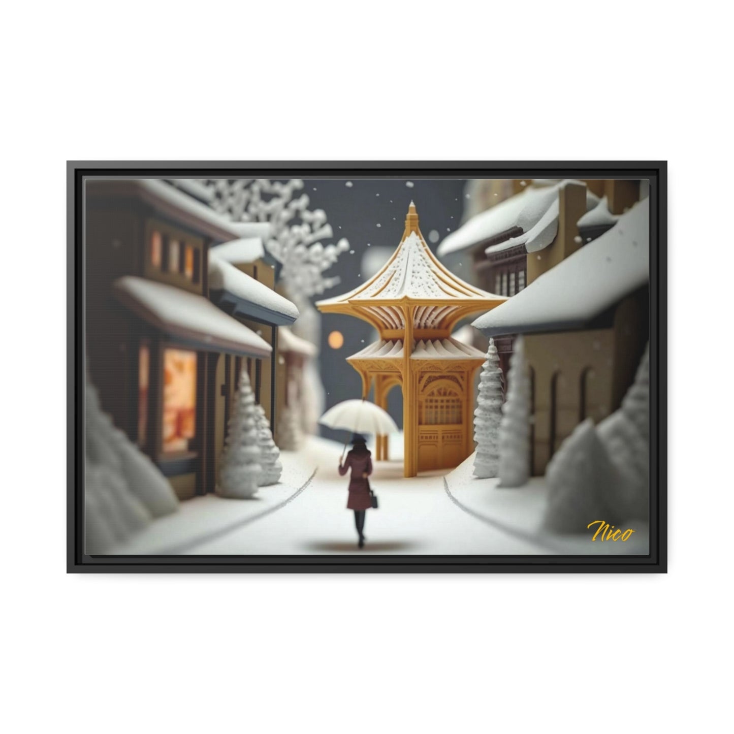 Asian Snow Series Print #5 - Extended Black Framed Canvas Print