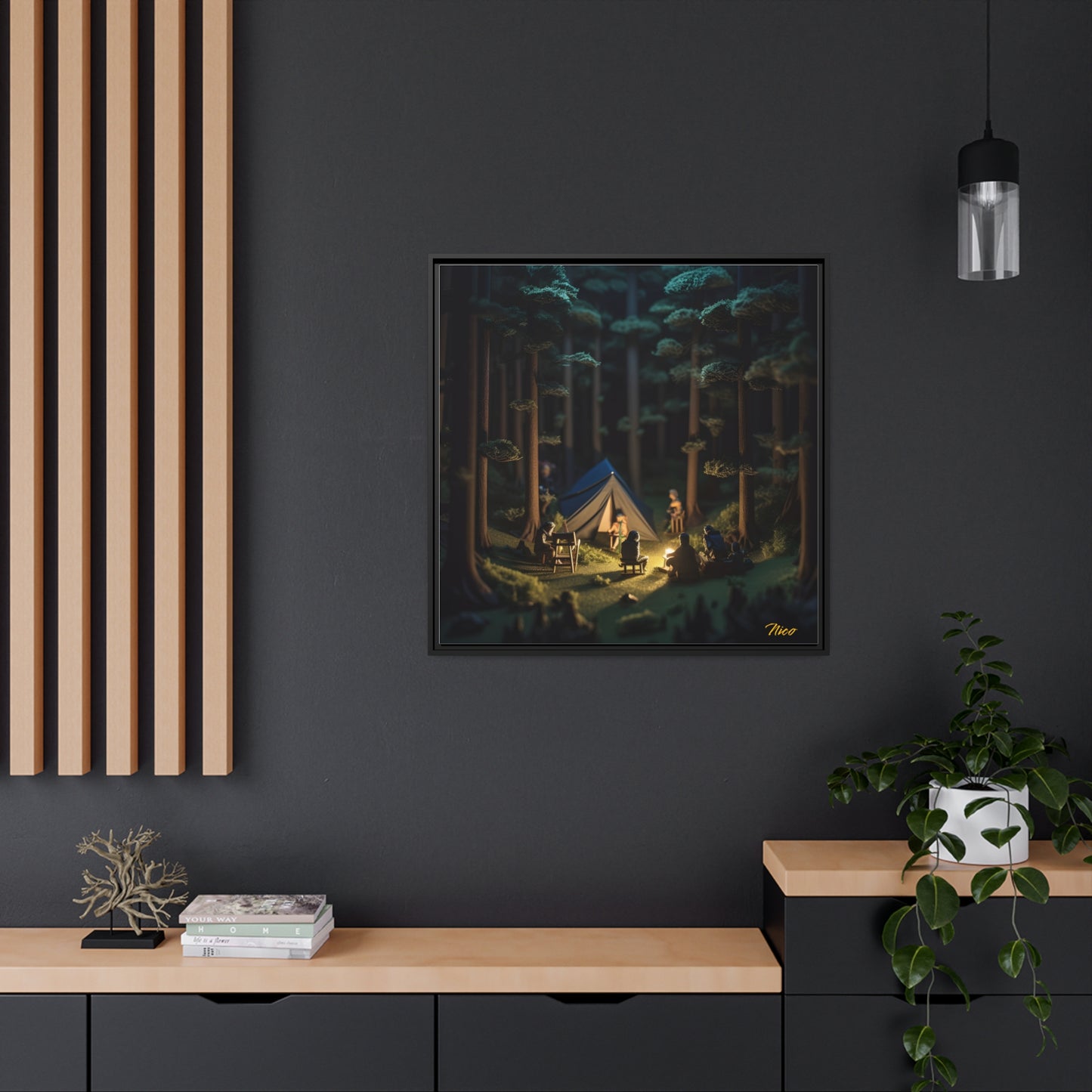 Campfire Series Print #6 - Black Framed Canvas Print