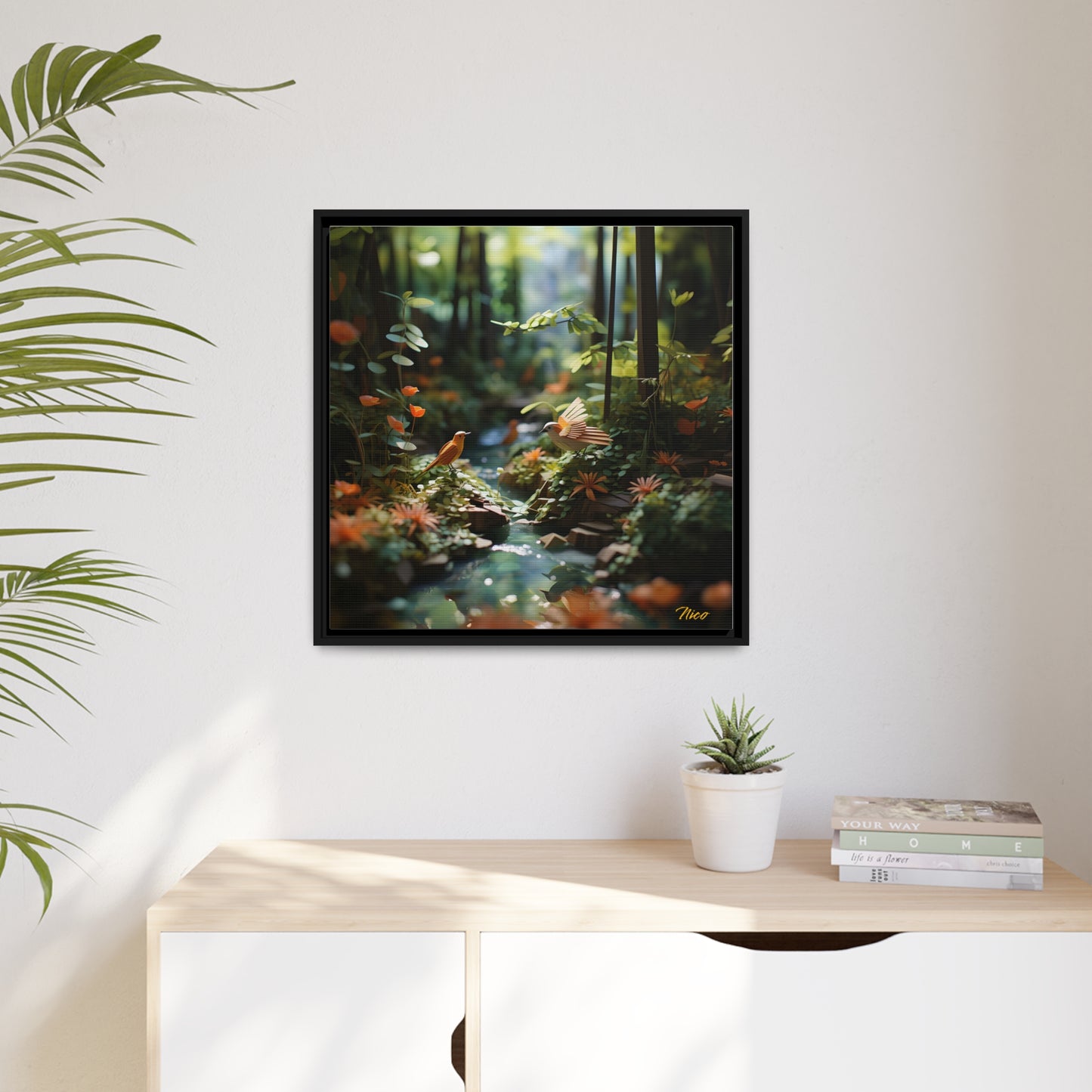 Relaxing By The Brook Series Print #6 - Black Framed Canvas Print