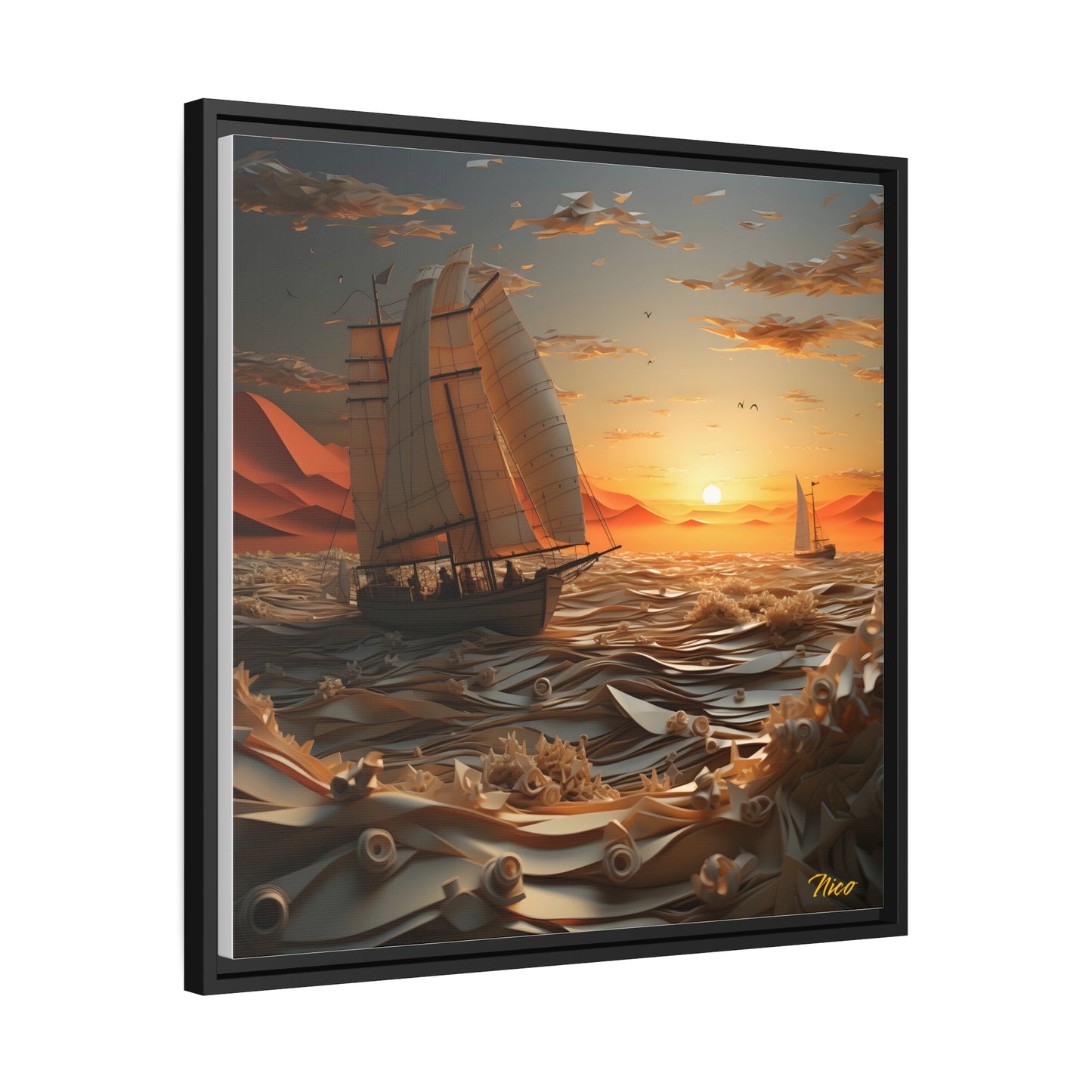 Into The Sunset Series Print #5 - Black Framed Canvas Print