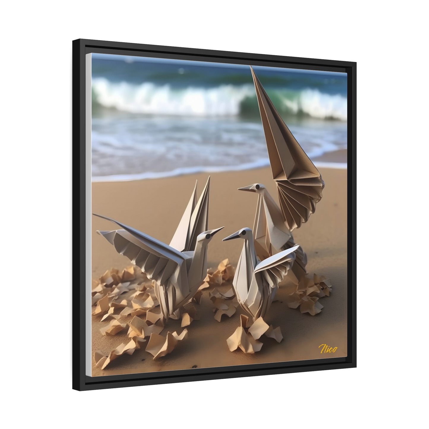 By The Seaside Series Print #1 - Black Framed Canvas Print