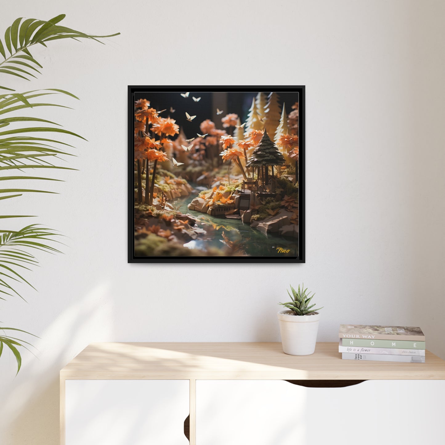 Relaxing By The Brook Series Print #3 - Black Framed Canvas Print