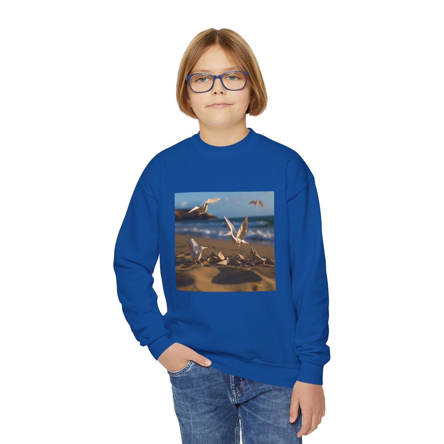 By The Seaside Series Print #7 Youth Crewneck Sweatshirt