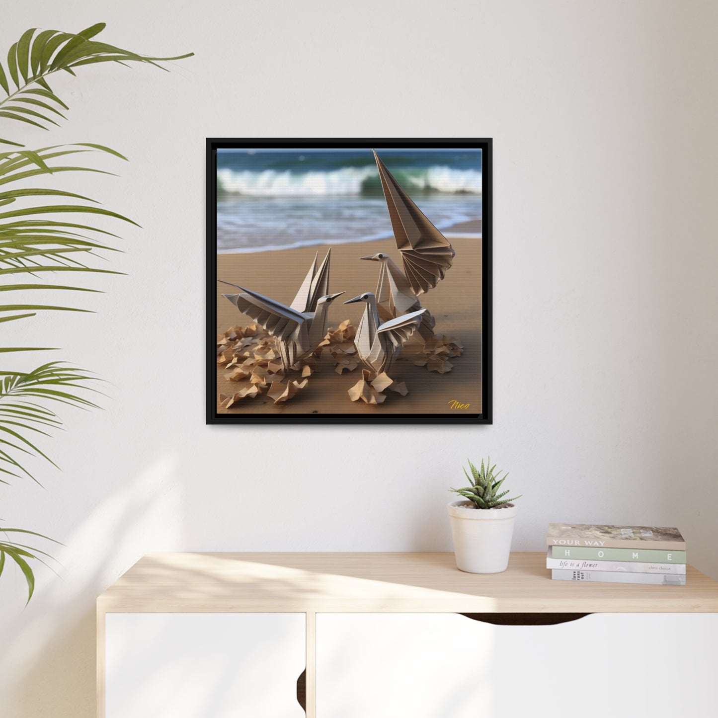 By The Seaside Series Print #1 - Black Framed Canvas Print