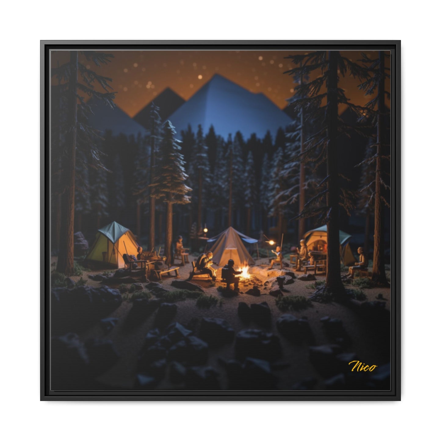 Under The Starry Skies Series Print #1 - Black Framed Canvas Print