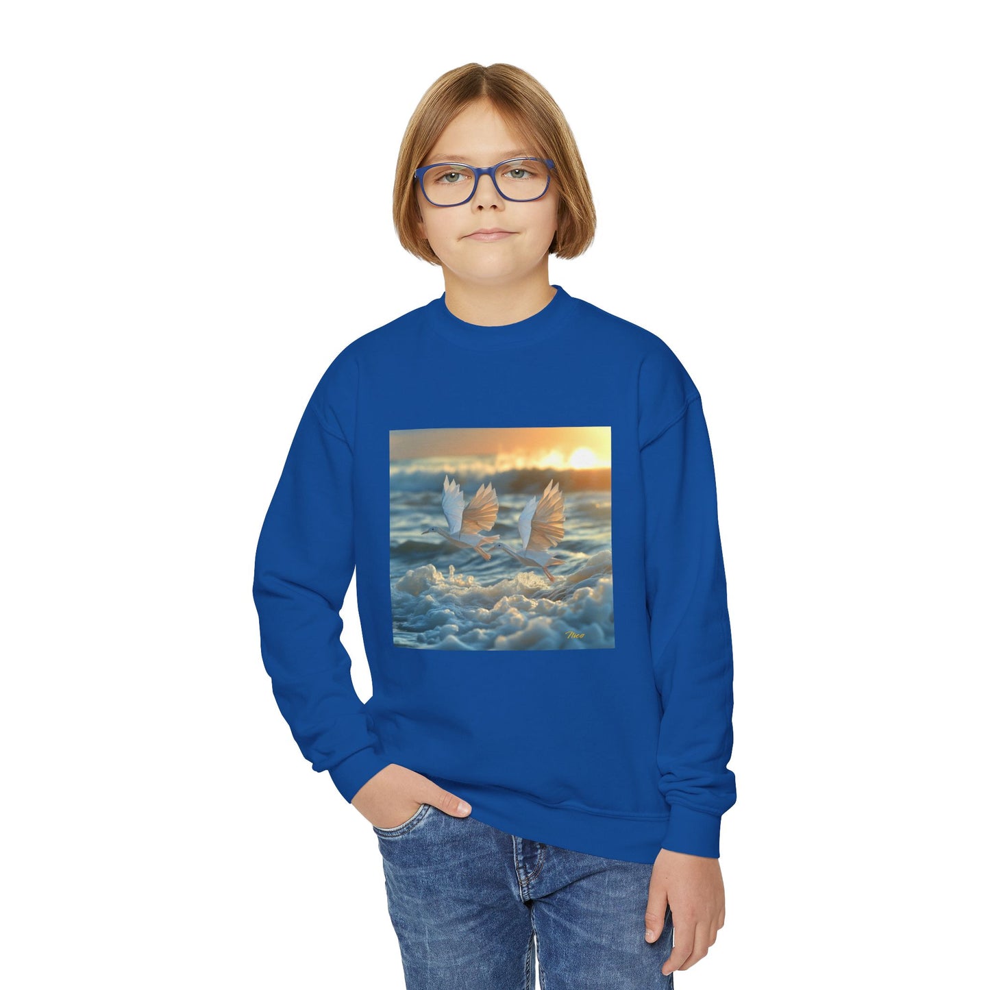 By The Seaside Series Print #5 Youth Crewneck Sweatshirt