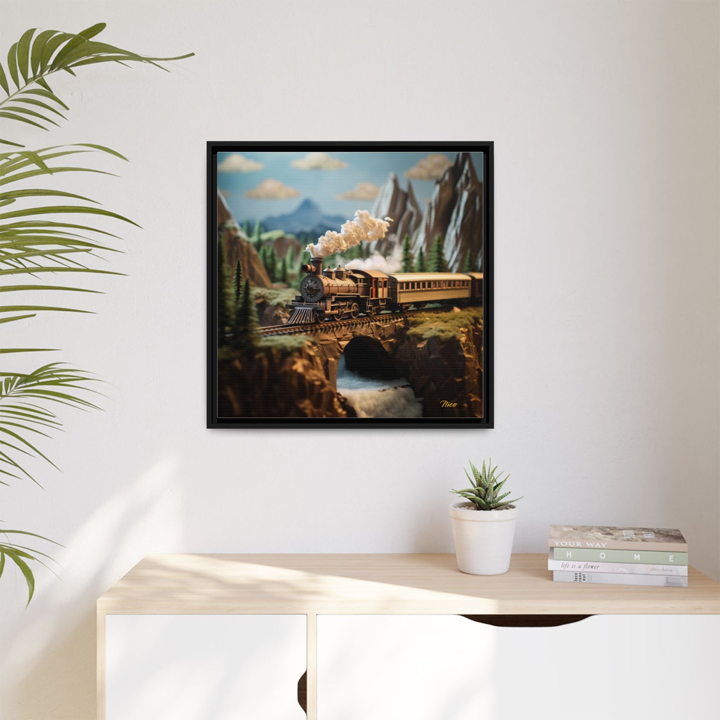 Black Framed Matte Canvas Print - Featuring the Orient Express Series Print #5 by origami artist Nico