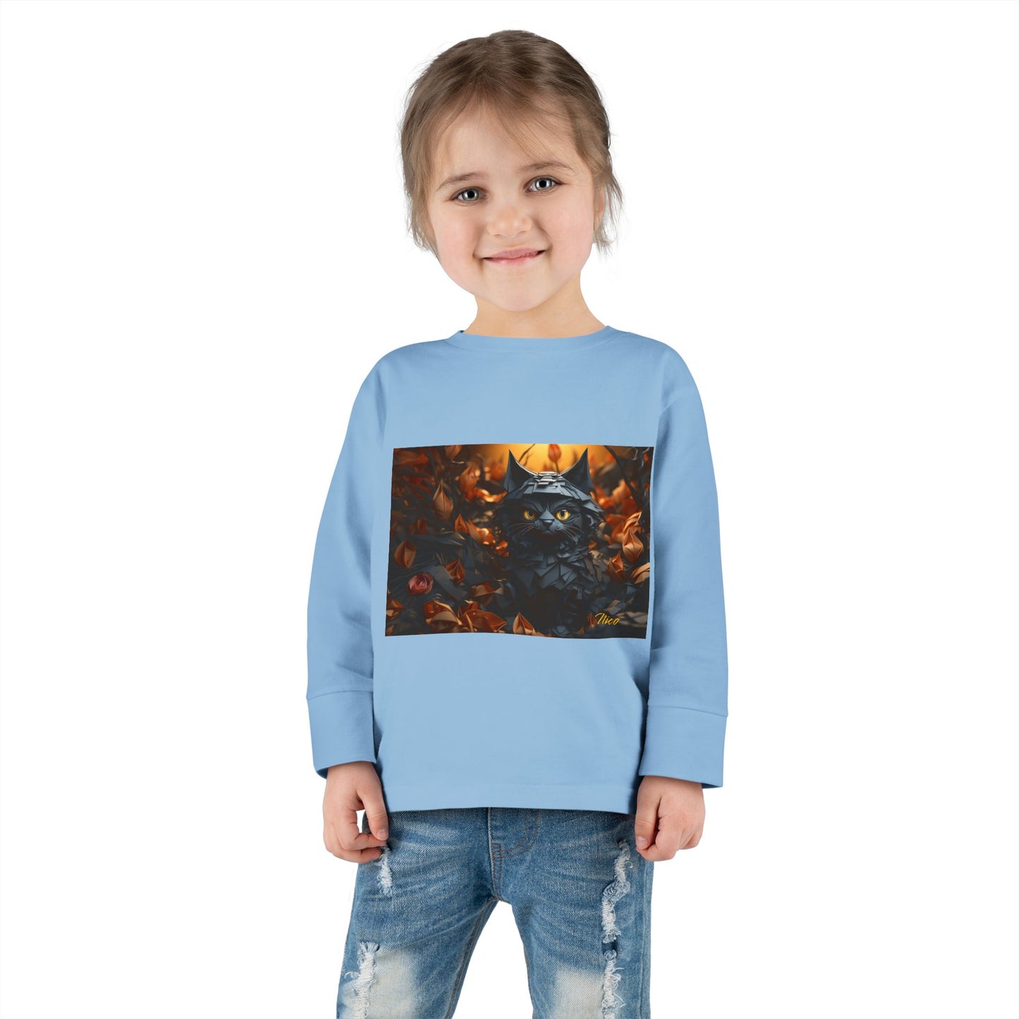 Halloween 2024 Series Print #2 "The Kitty Of Evil!" Toddler Long Sleeve Tee