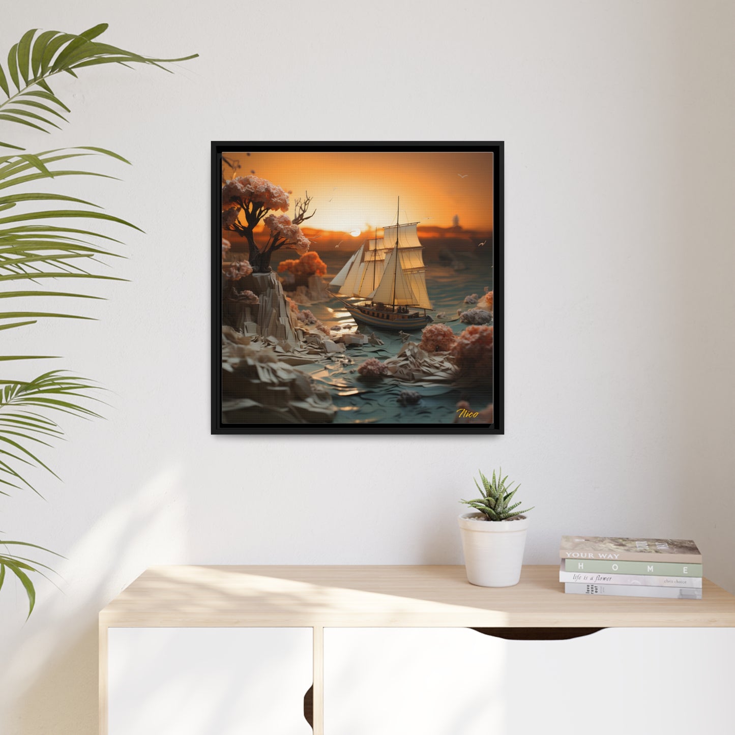 Into The Sunset Series Print #3 - Black Framed Canvas Print