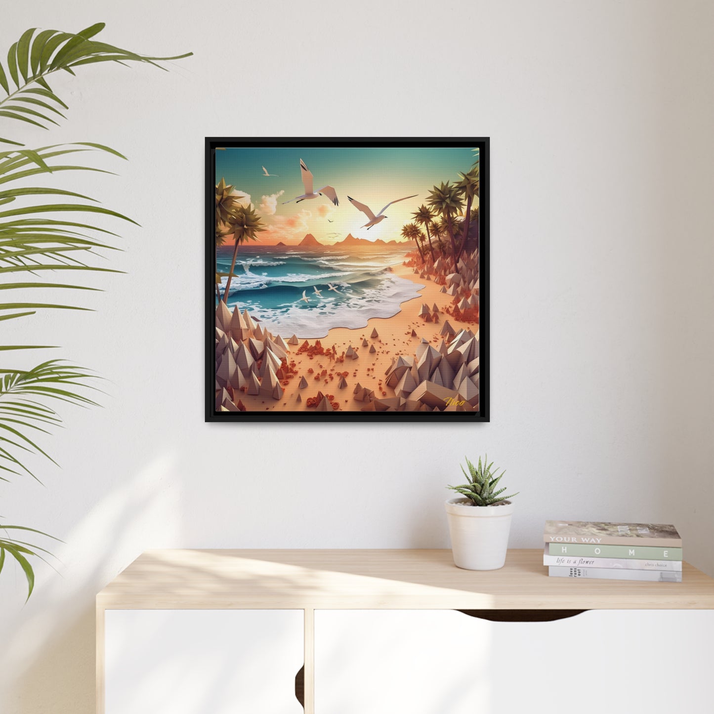 By The Seaside Series Print #4 - Black Framed Canvas Print