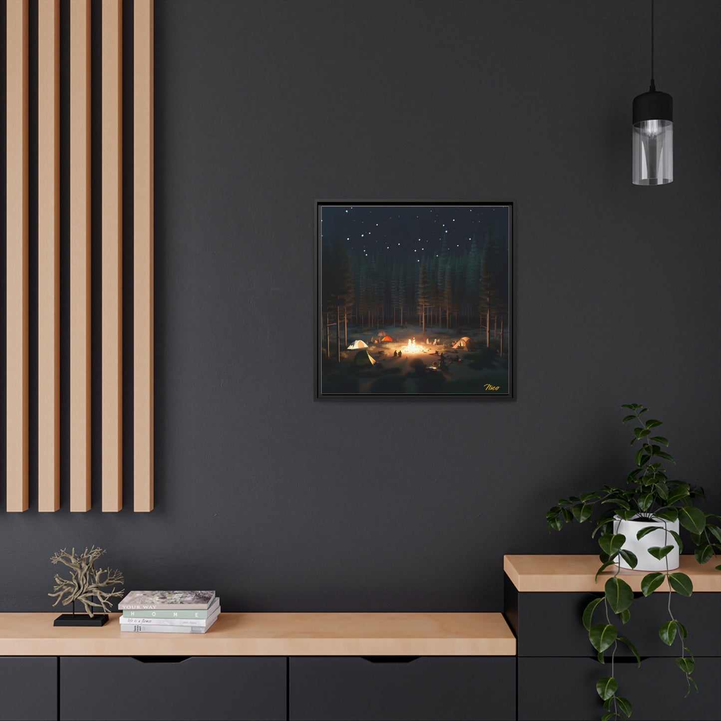 Campfire Series Print #2 - Black Framed Canvas Print