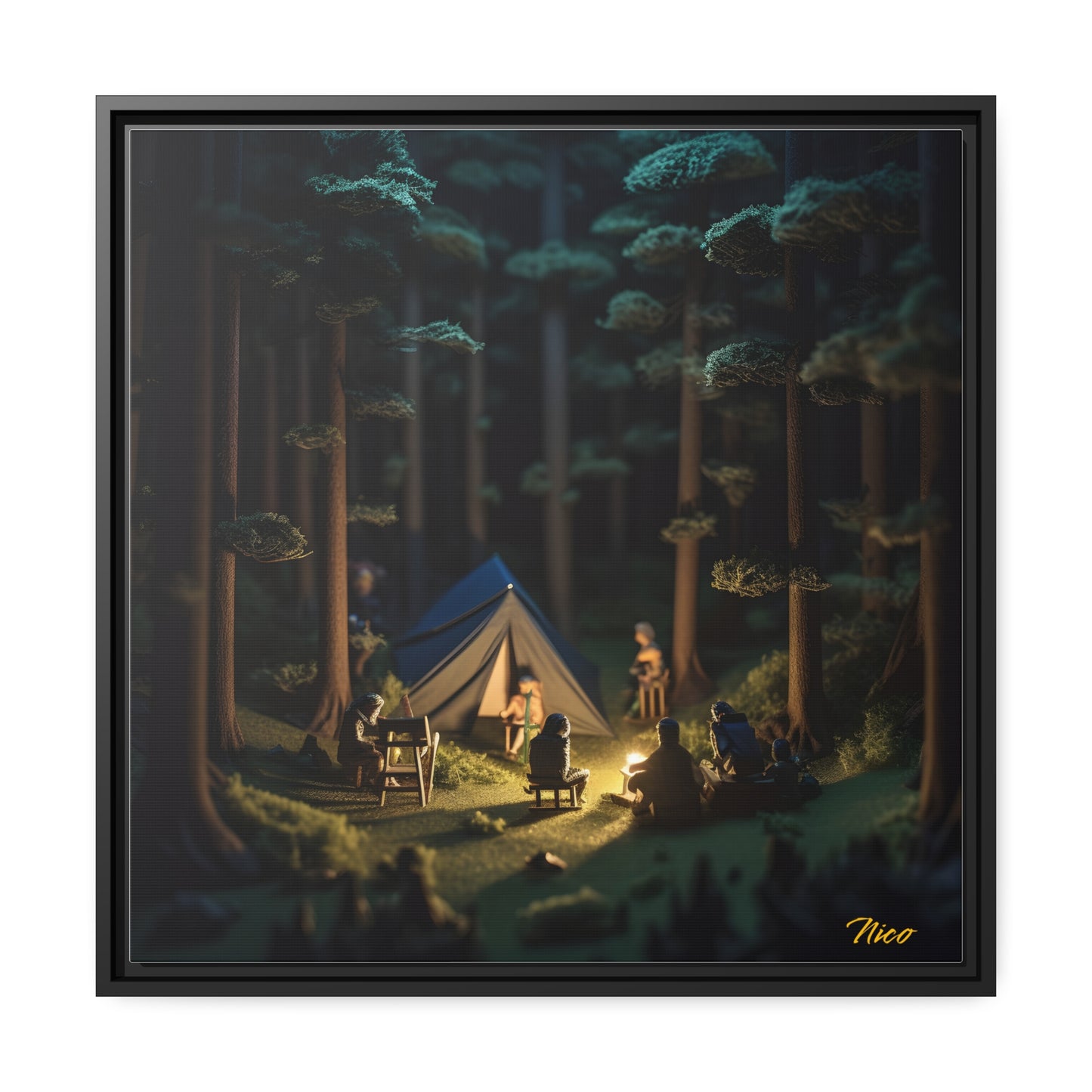 Campfire Series Print #6 - Black Framed Canvas Print