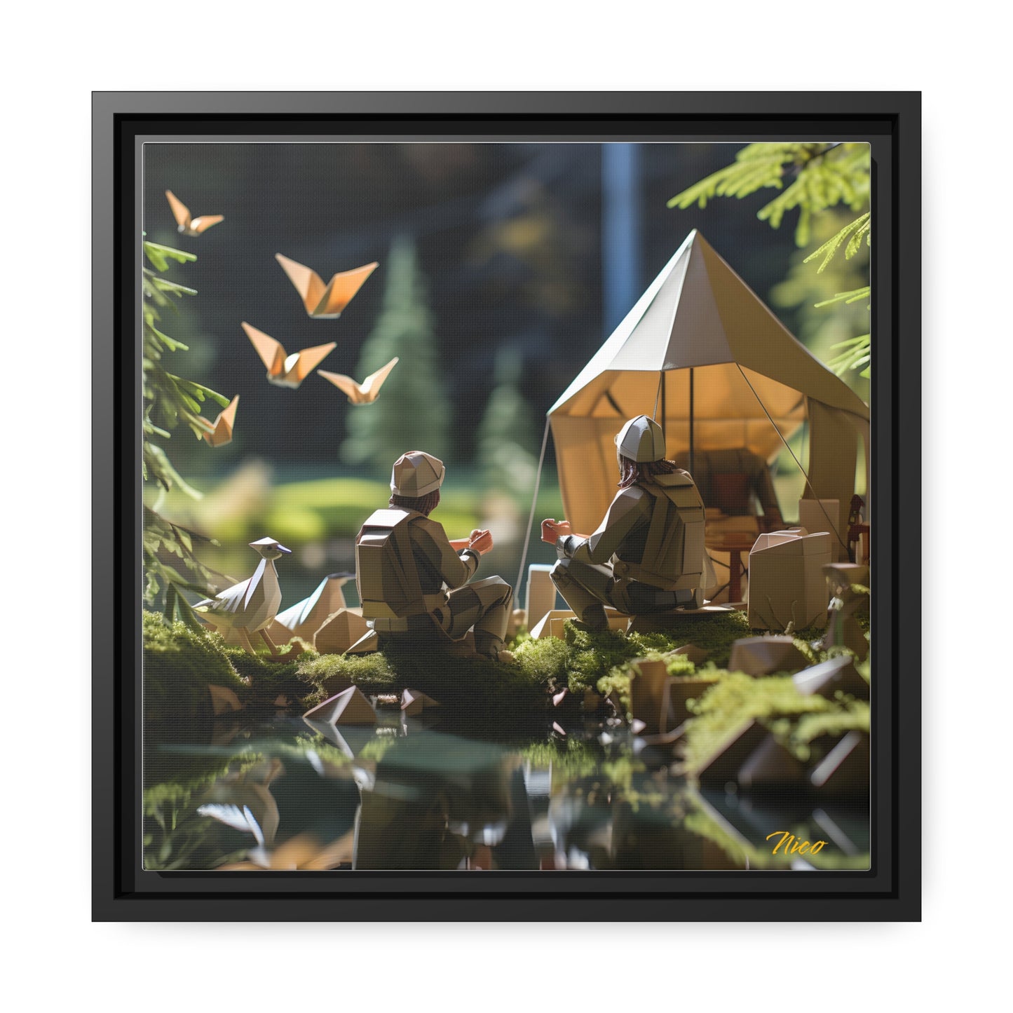 Relaxing By The Brook Series Print #5 - Black Framed Canvas Print