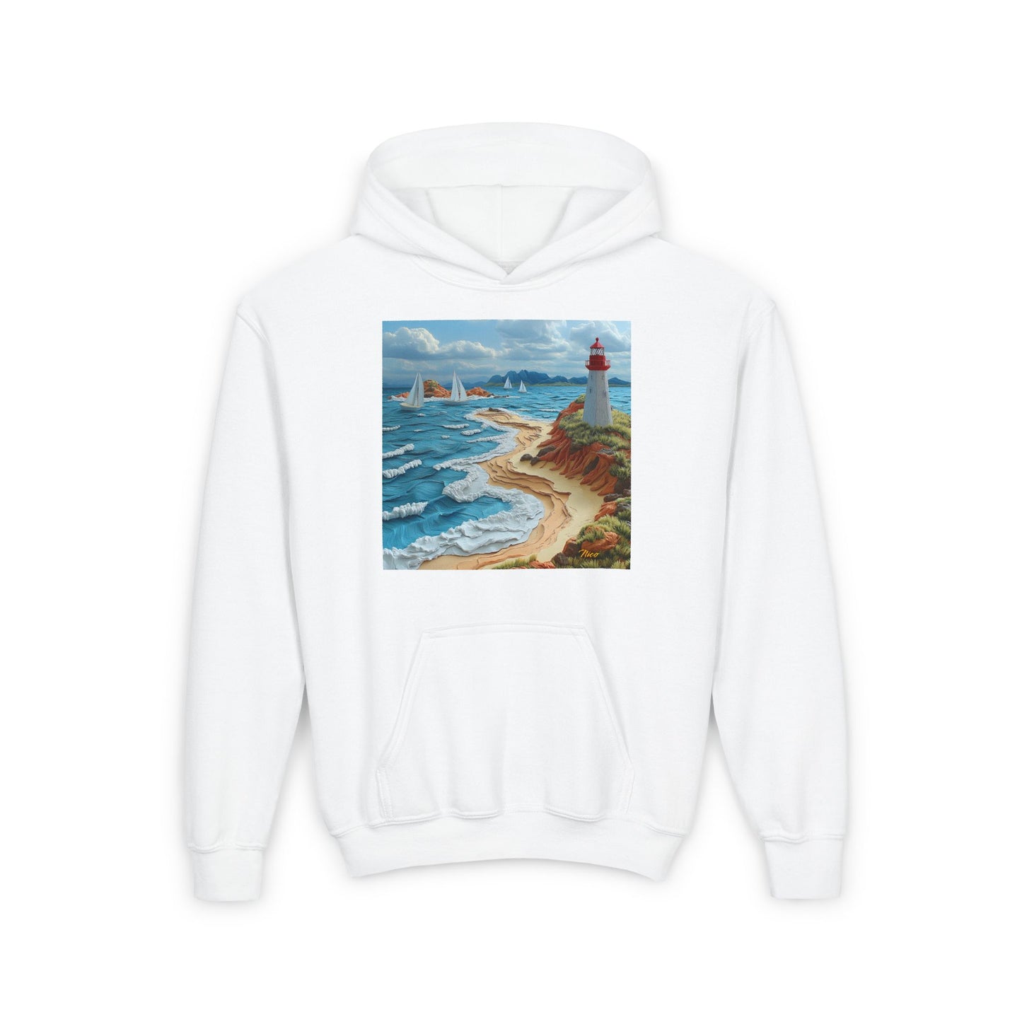 By The Seaside Series Print #4 Youth Heavy Blend Hooded Sweatshirt