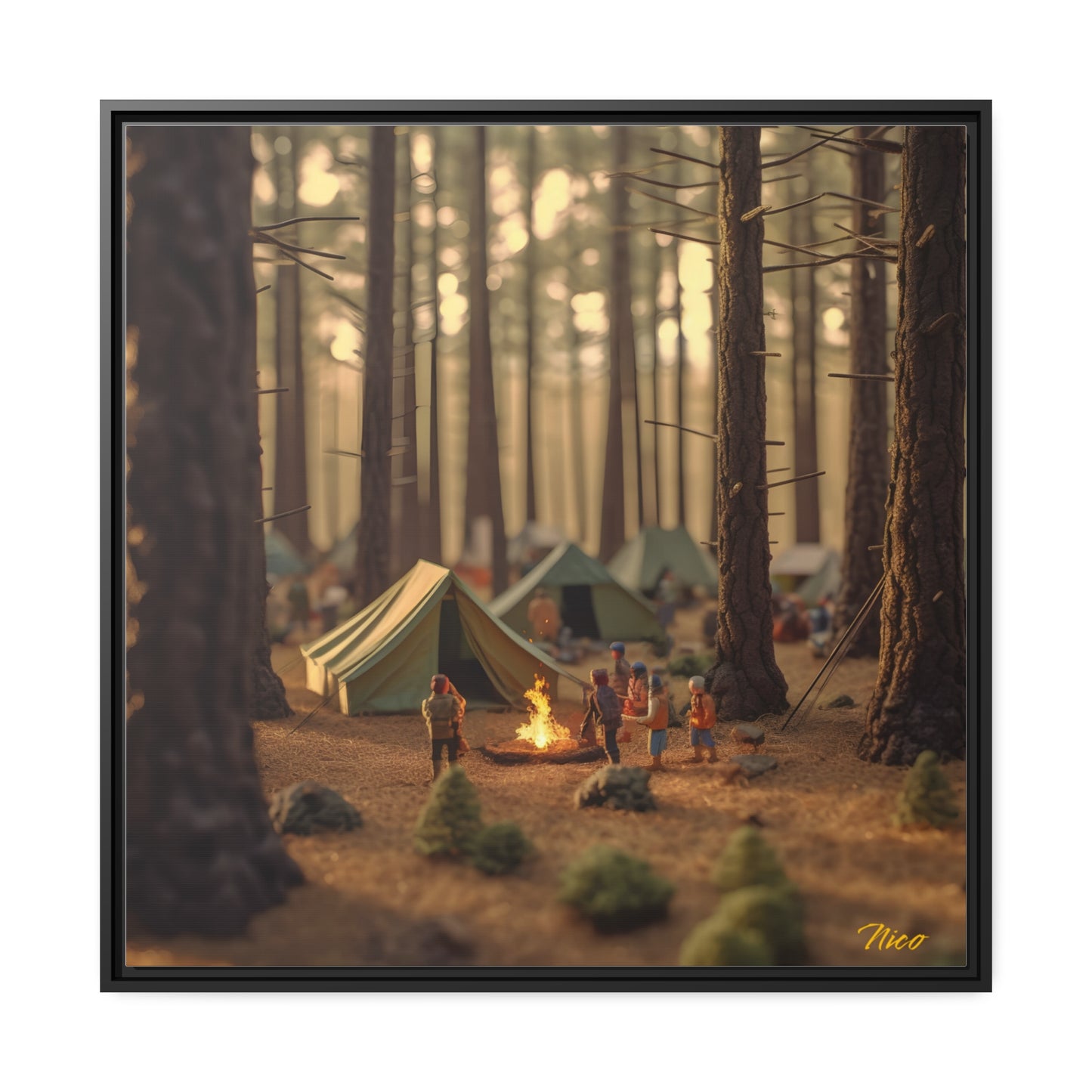 Campfire Series Print #3 - Black Framed Canvas Print