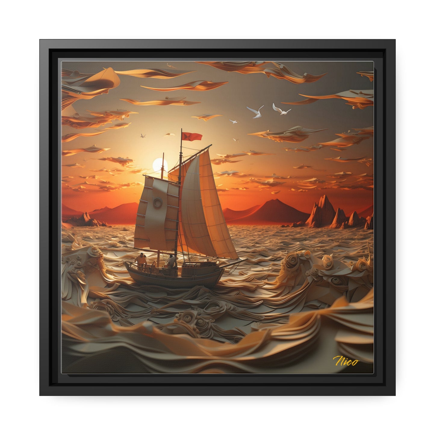 Into The Sunset Series Print #7 - Black Framed Canvas Print