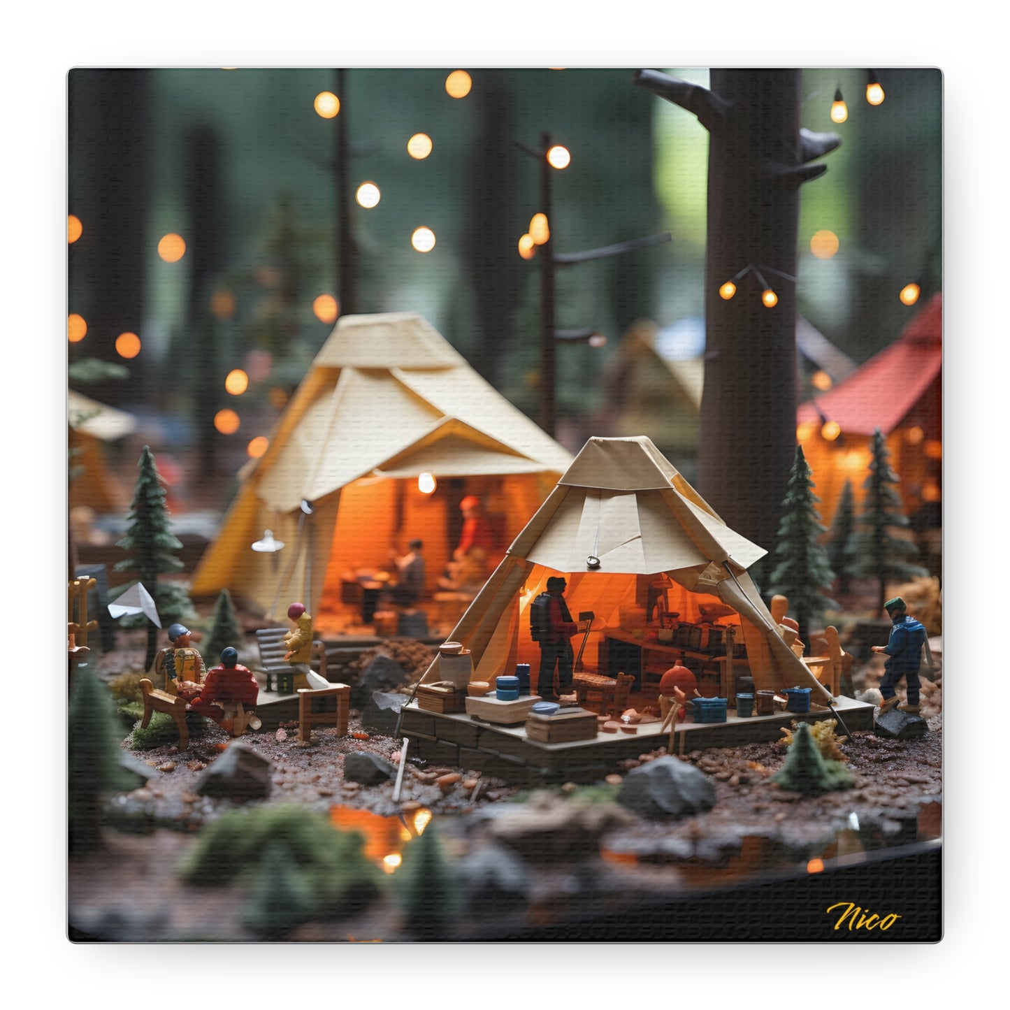 Camping In The Rain Series Print #4 - Streched Matte Canvas Print, 1.25" Thick