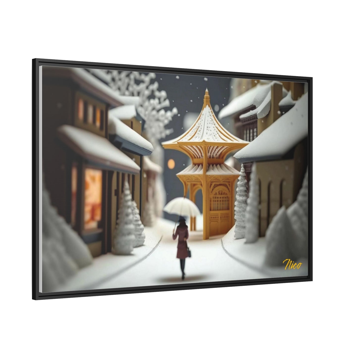 Asian Snow Series Print #5 - Extended Black Framed Canvas Print