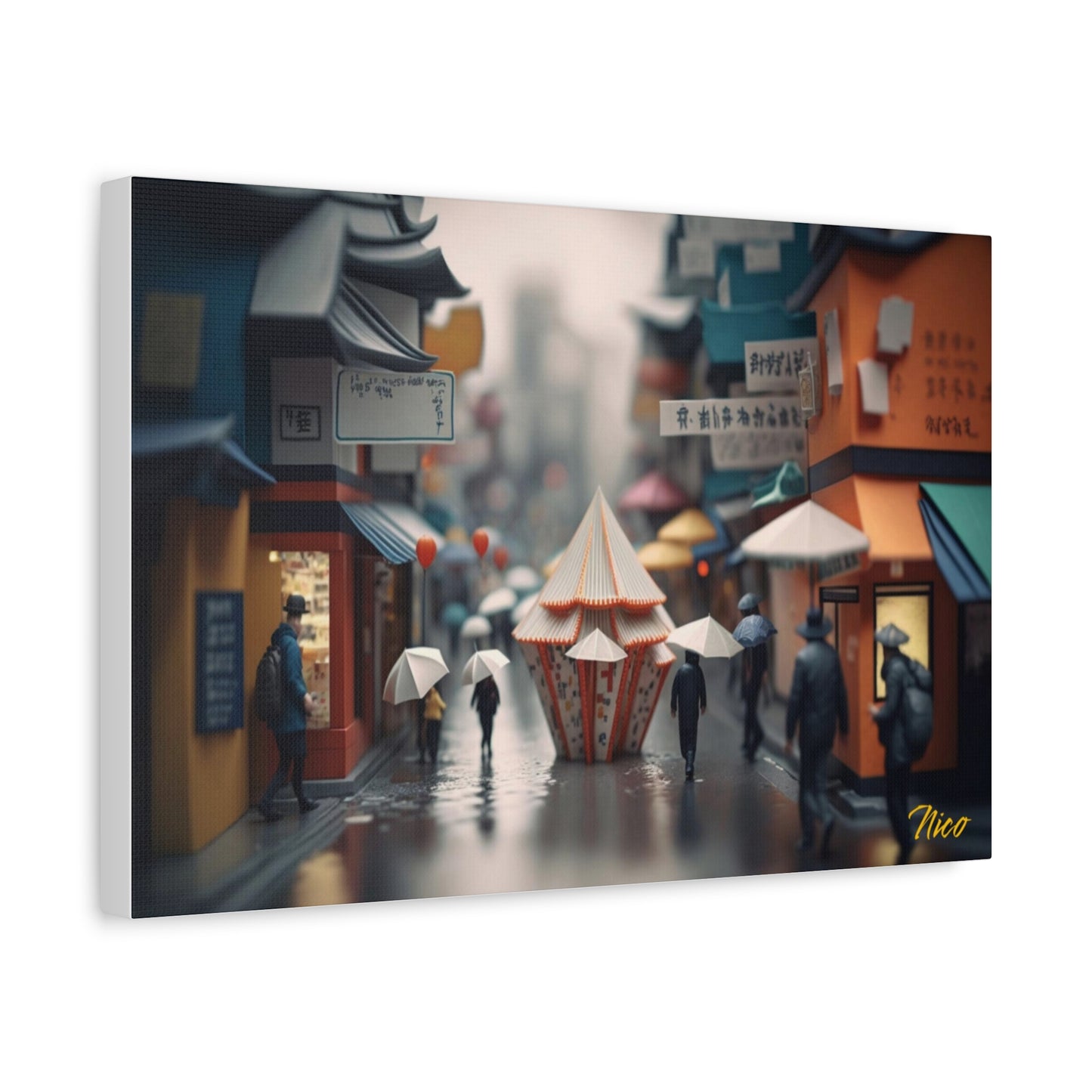 Oriental Rain Series Print #4 - Streched Matte Extended Canvas Print, 1.25" Thick