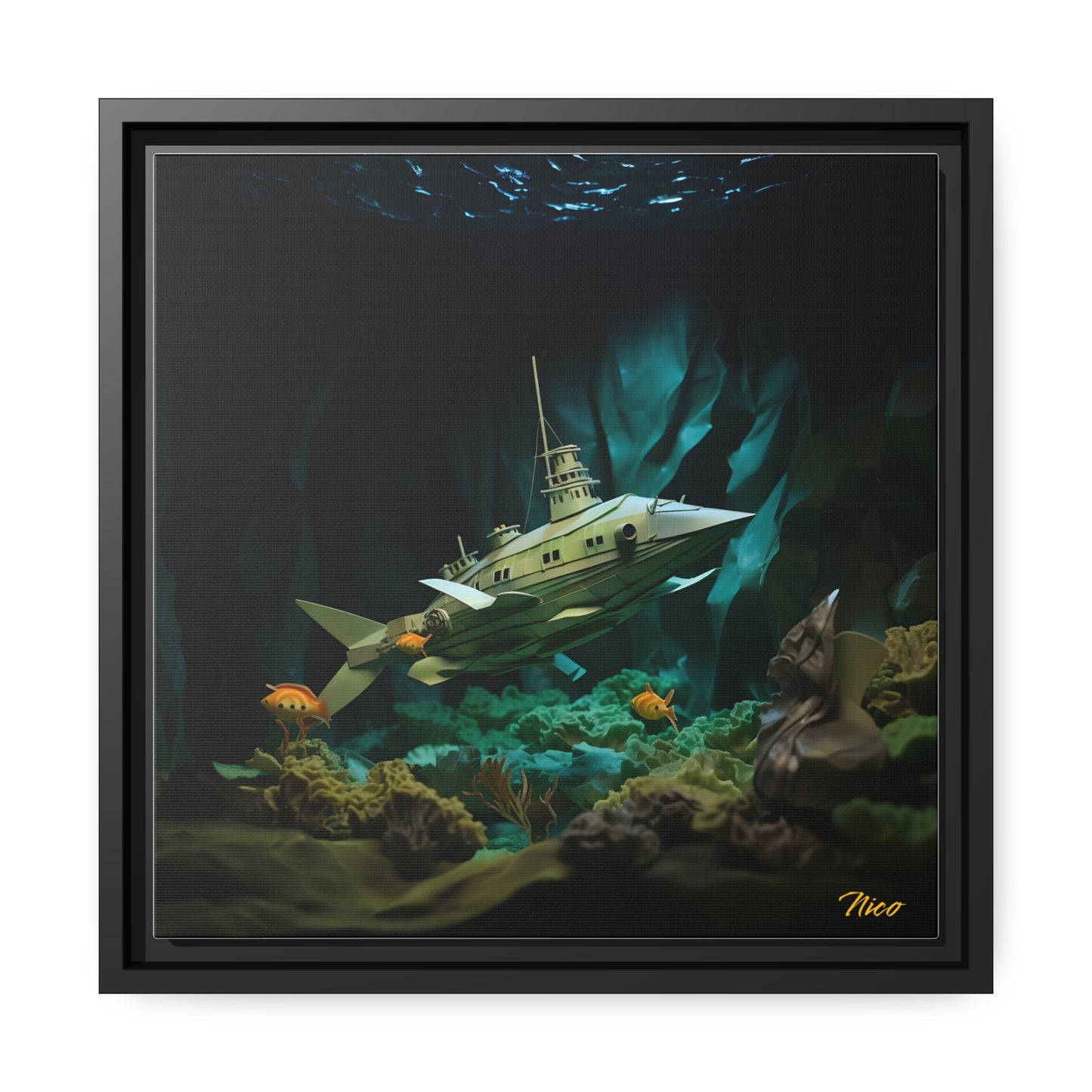 20,000 Under The Sea Series Print #8 - Black Framed Canvas Print