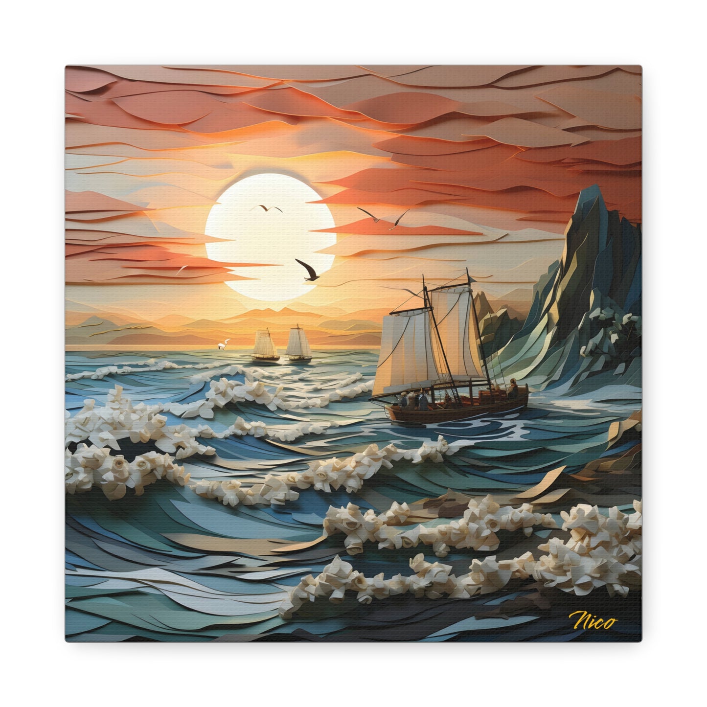 Into The Sunset Series Print #6 - Streched Matte Canvas Print, 1.25" Thick