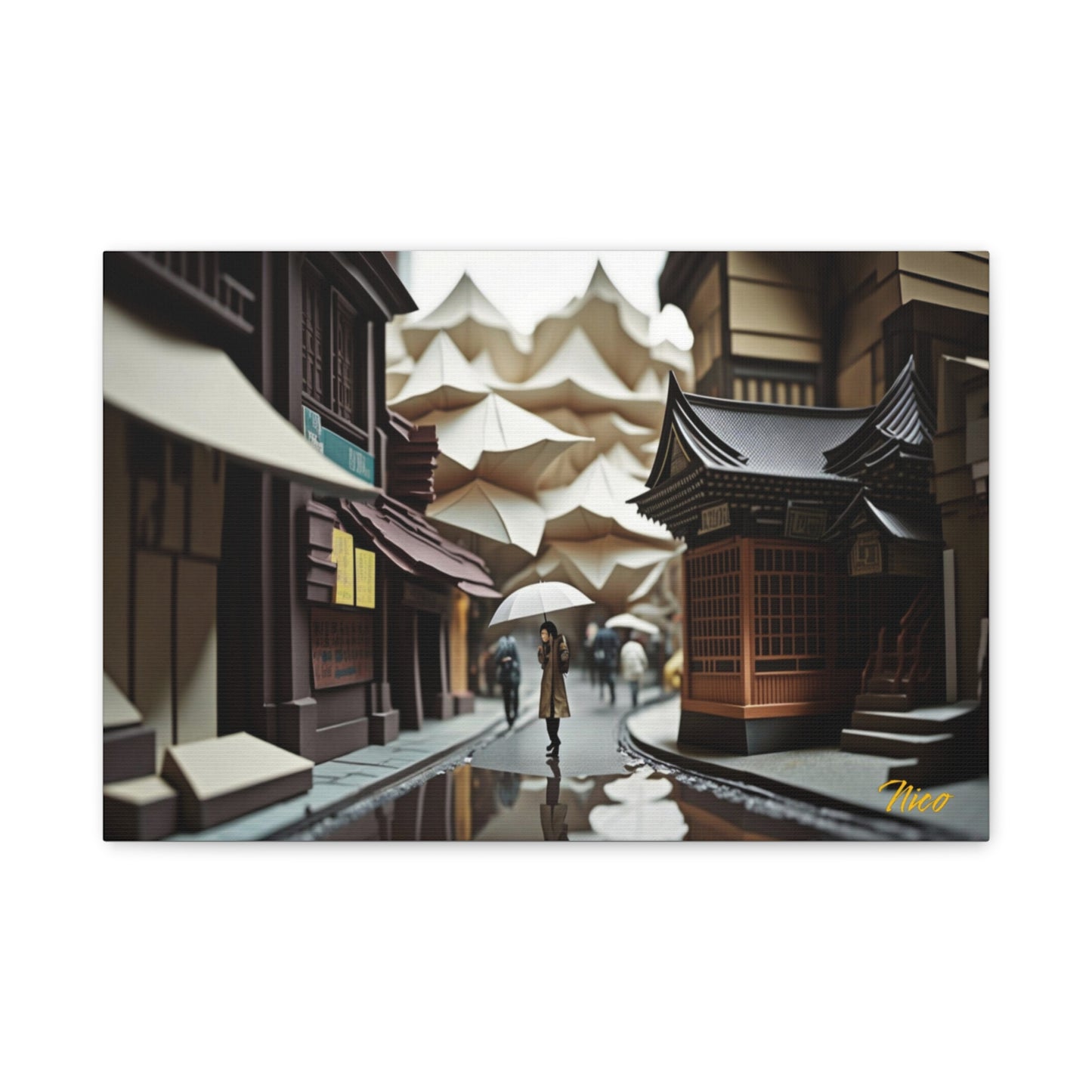 Oriental Rain Series Print #6 - Streched Matte Extended Canvas Print, 1.25" Thick