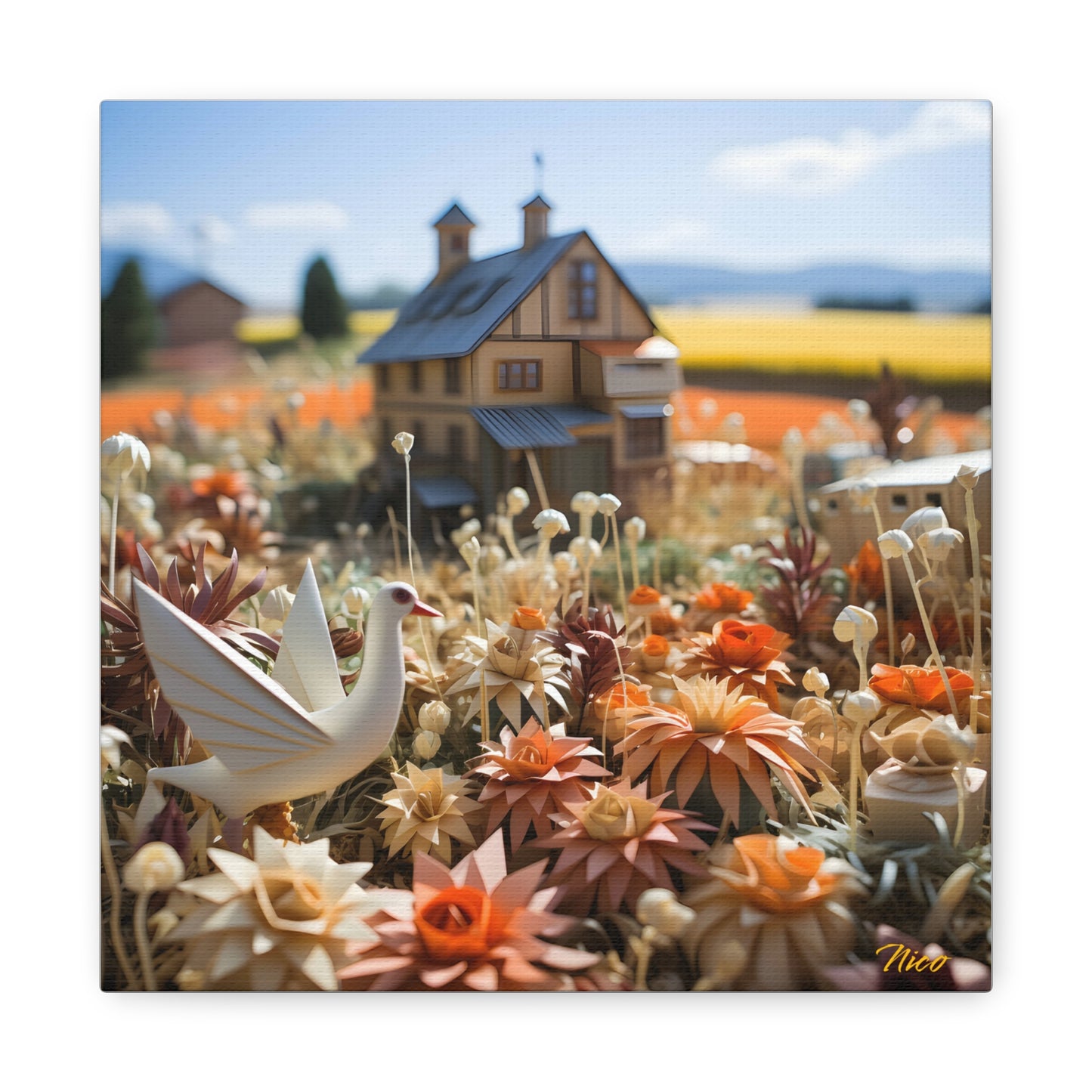 Meadow By The Farm Series Print #9 - Streched Matte Canvas Print, 1.25" Thick