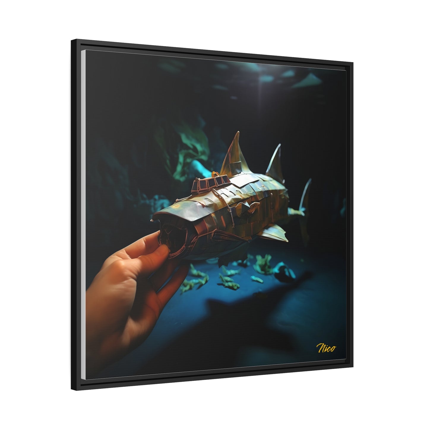 20,000 Under The Sea Series Print #4 - Black Framed Canvas Print