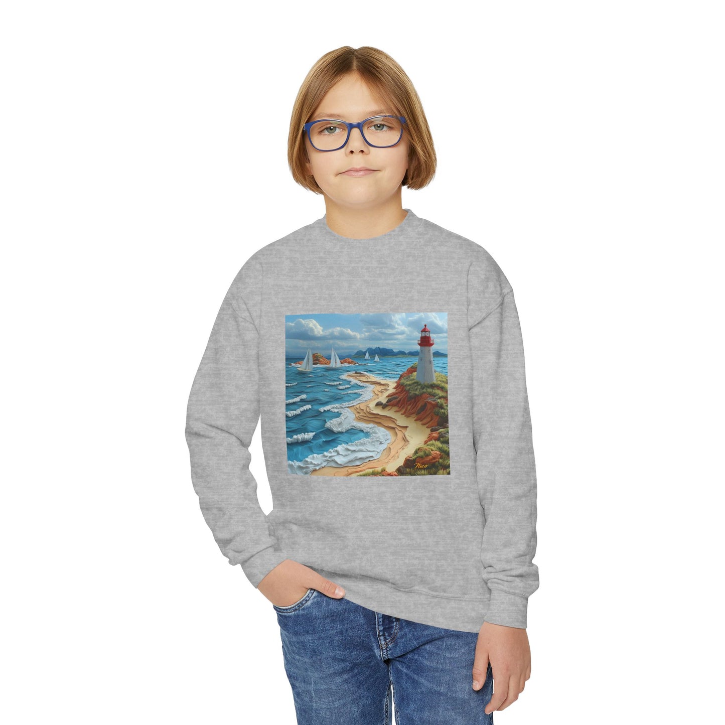 By The Seaside Series Print #4 Youth Crewneck Sweatshirt