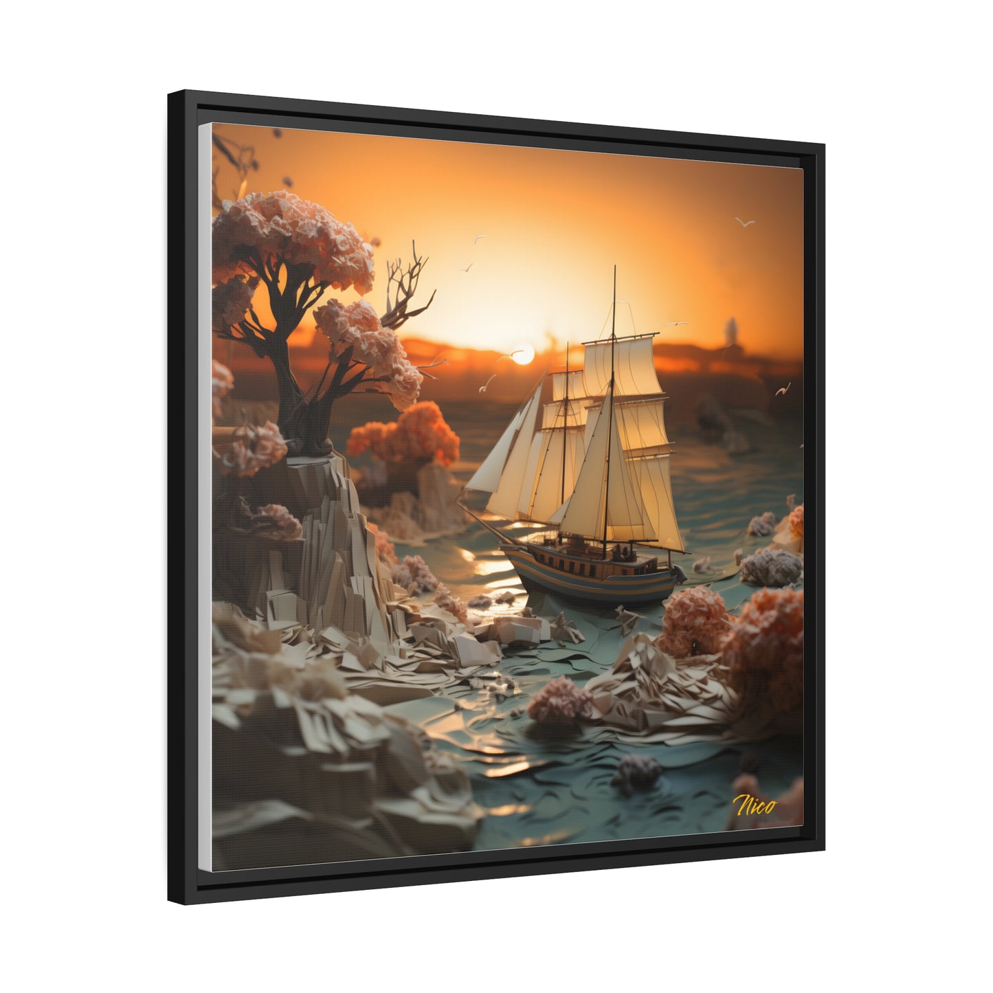 Into The Sunset Series Print #3 - Black Framed Canvas Print