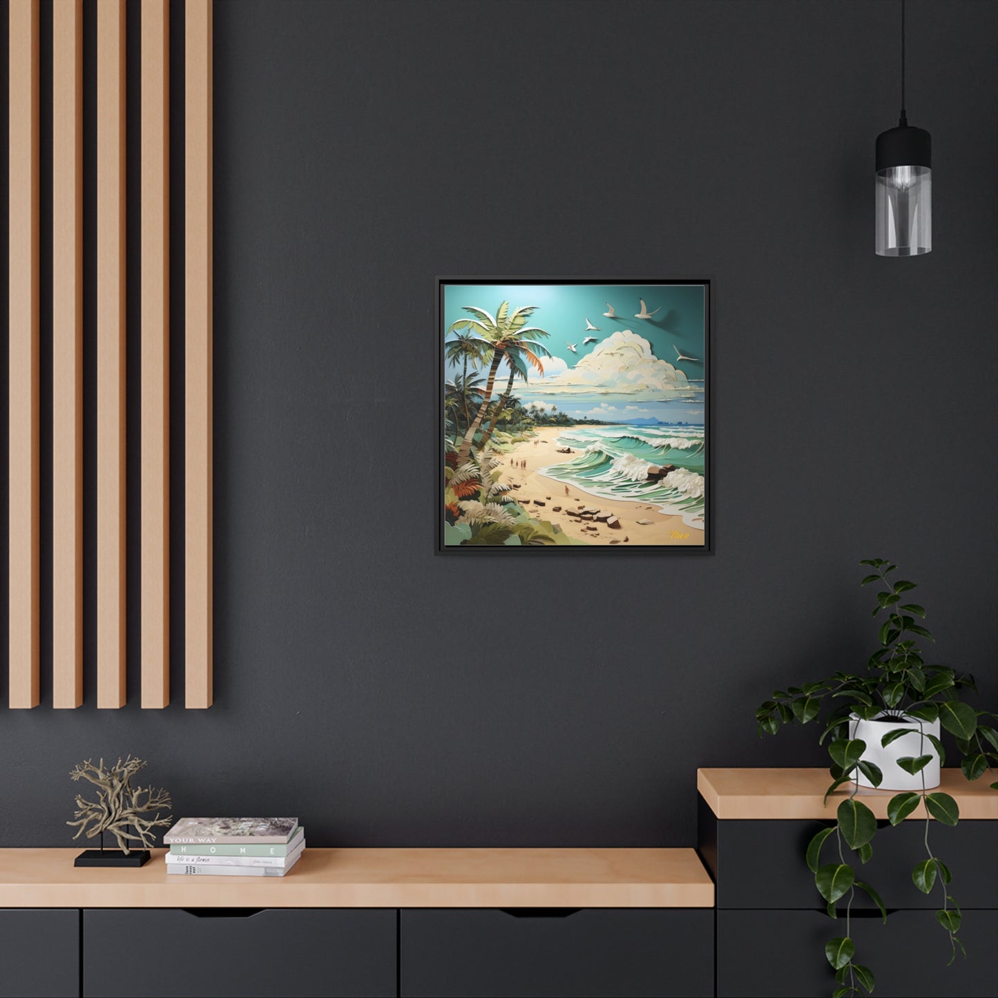 By The Seaside Series Print #2 - Black Framed Canvas Print