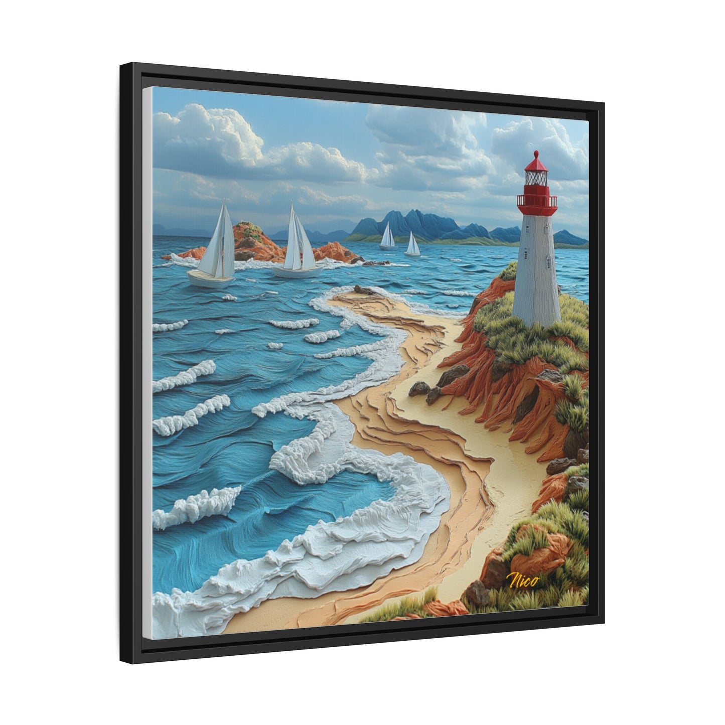 By The Seaside Series Print #4 - Black Framed Canvas Print