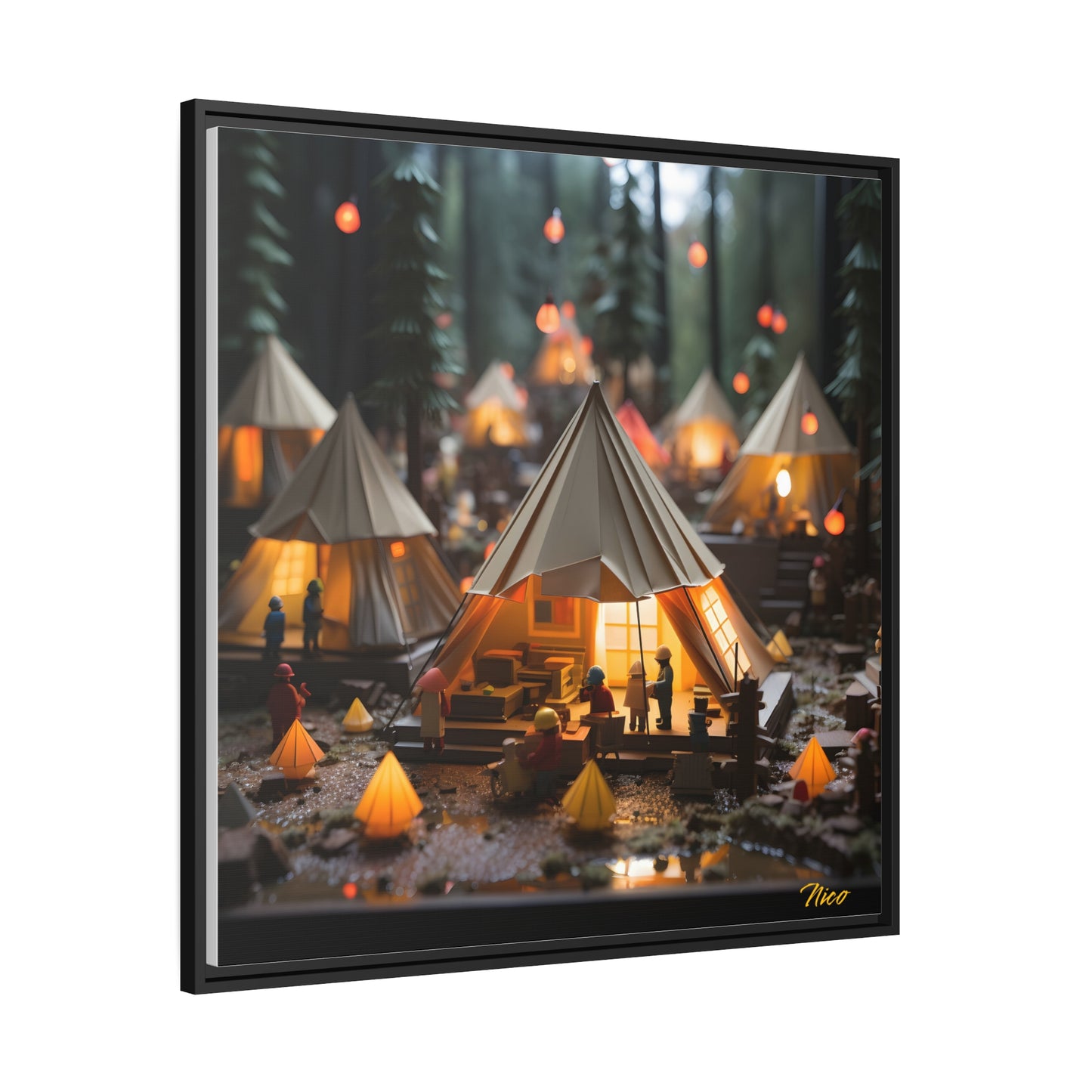 Camping In The Rain Series Print #10 - Black Framed Canvas Print