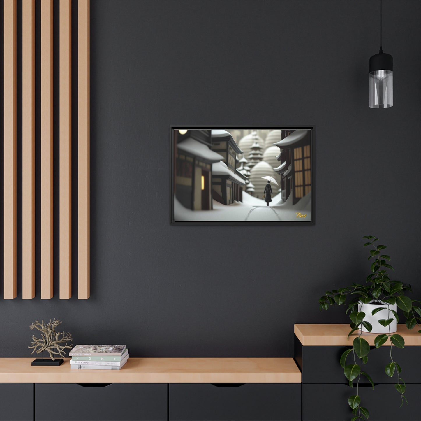 Asian Snow Series Print #4 - Extended Black Framed Canvas Print