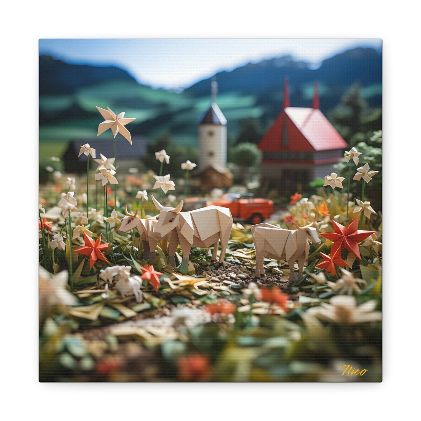 Meadow By The Farm Series Print #5 - Streched Matte Canvas Print, 1.25" Thick