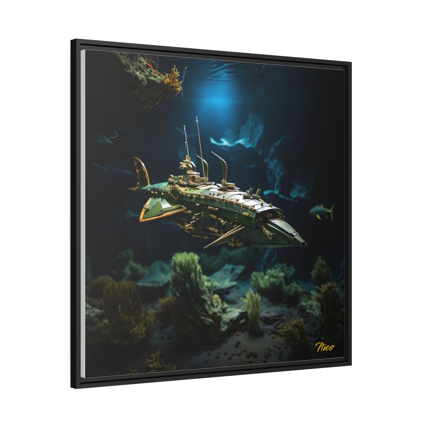 20,000 Under The Sea Series Print #1 - Black Framed Canvas Print