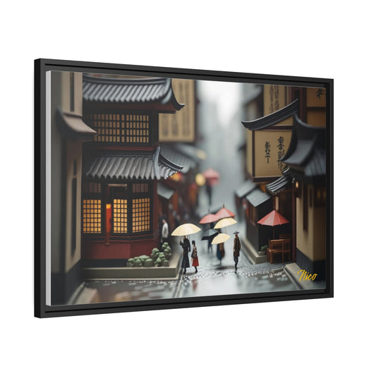 Oriental Rain Series Print #9 - Extended Black Framed Canvas Print