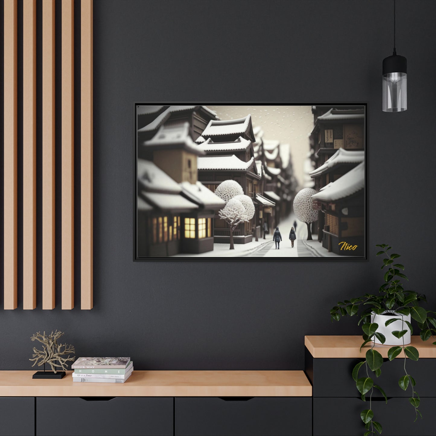 Asian Snow Series Print #7 - Extended Black Framed Canvas Print