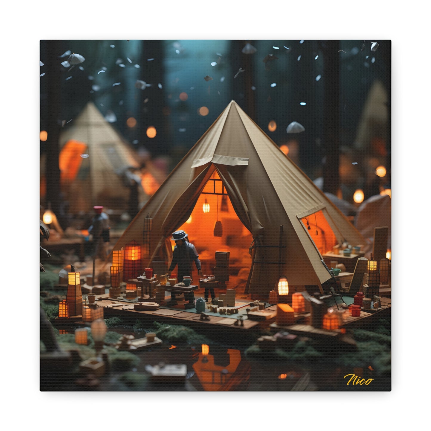 Camping In The Rain Series Print #8 - Streched Matte Canvas Print, 1.25" Thick