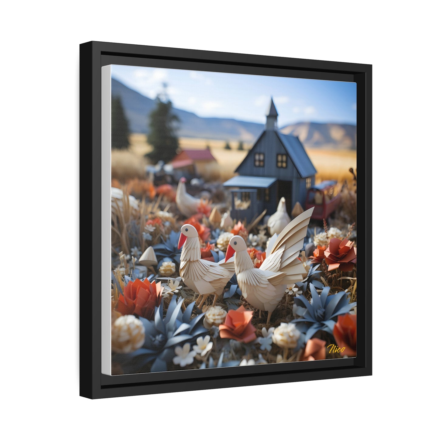 Meadow By The Farm Series Print #6 - Black Framed Canvas Print