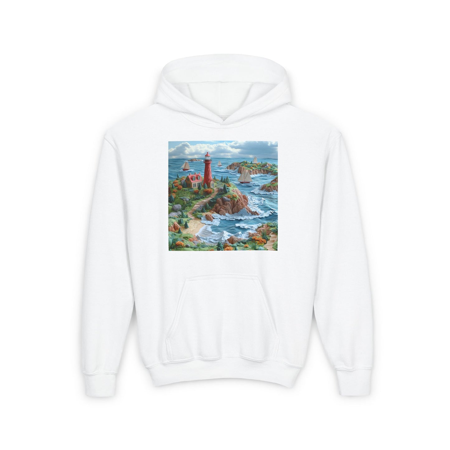 By The Seaside Series Print #6 Youth Heavy Blend Hooded Sweatshirt