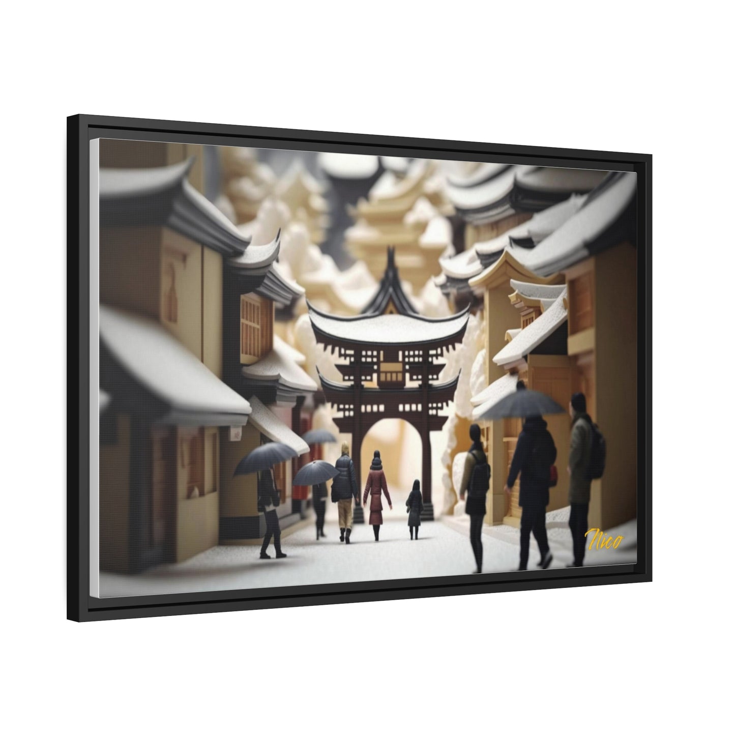 Asian Snow Series Print #8 - Extended Black Framed Canvas Print