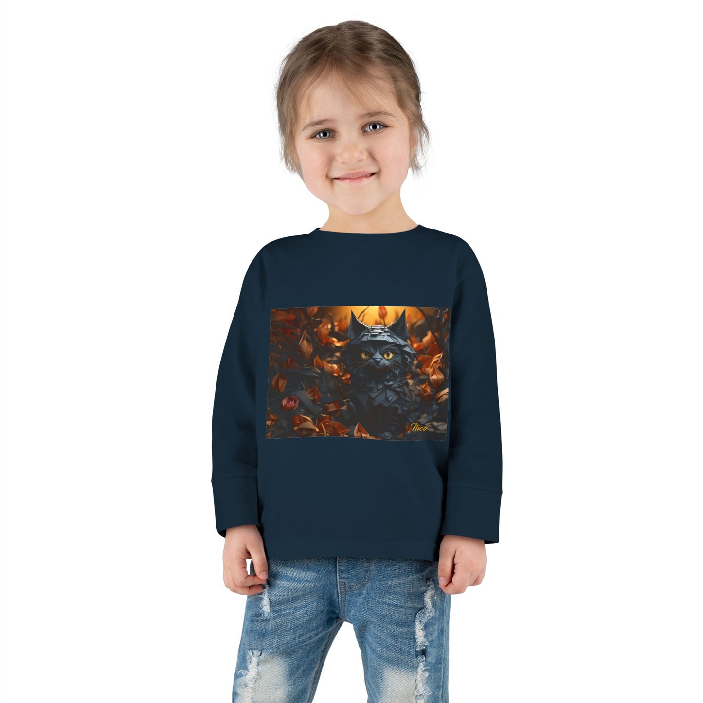 Halloween 2024 Series Print #2 "The Kitty Of Evil!" Toddler Long Sleeve Tee