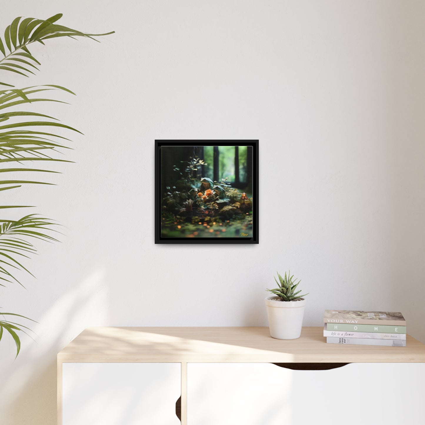 Relaxing By The Brook Series Print #1 - Black Framed Canvas Print