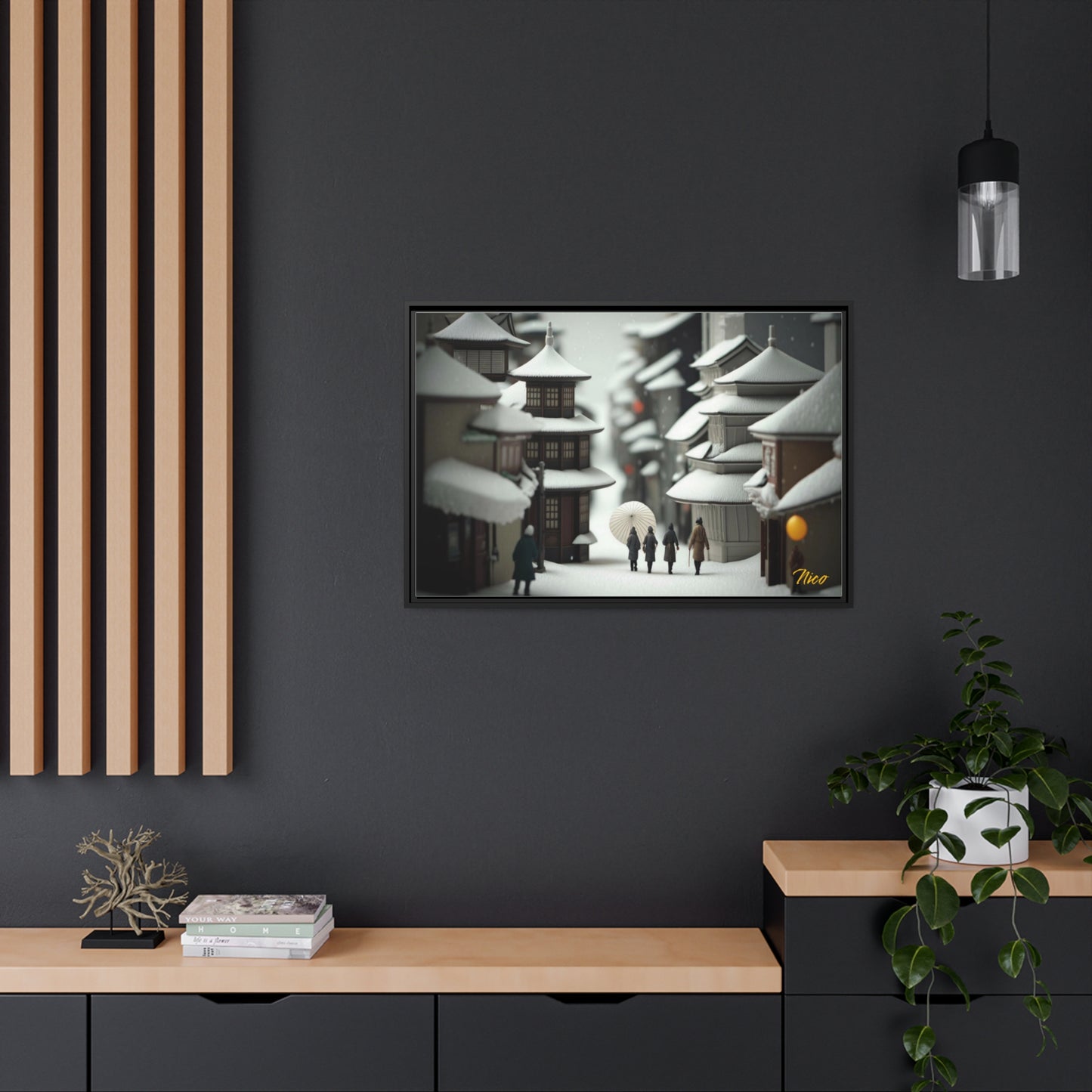 Asian Snow Series Print #3 - Extended Black Framed Canvas Print