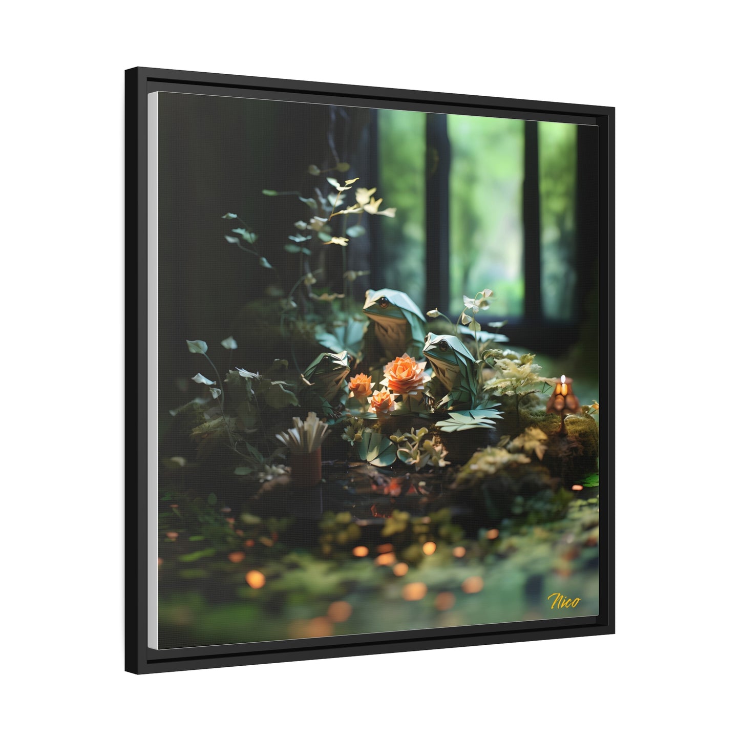 Relaxing By The Brook Series Print #1 - Black Framed Canvas Print